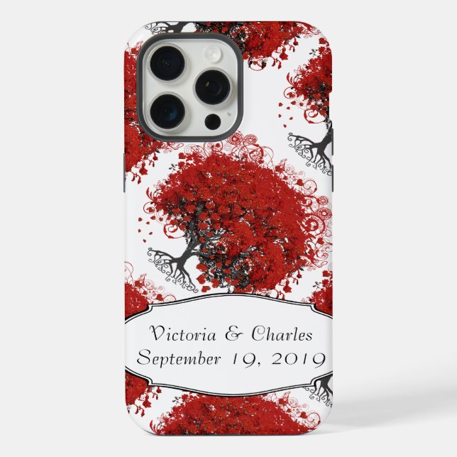 Red Heart Leaf Tree iPhone Case (Back)