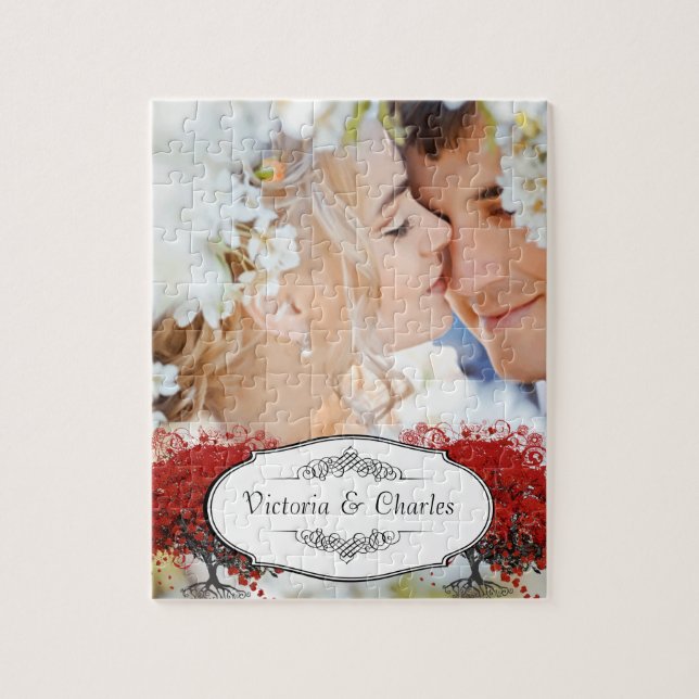 Red Heart Leaf Tree Jigsaw Puzzle (Vertical)