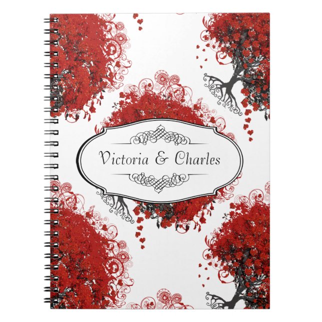 Red Heart Leaf Tree Spiral Notebook (Front)