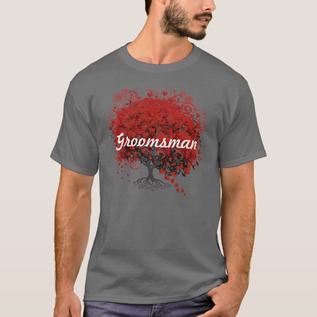 Red Heart Leaf Tree T-Shirt (Front)