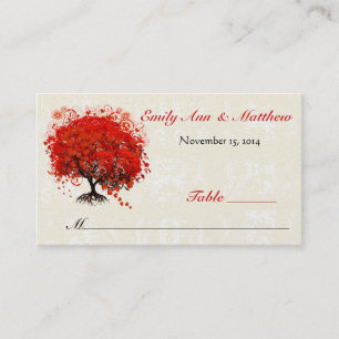 Red Heart Leaf Tree Table Place Cards