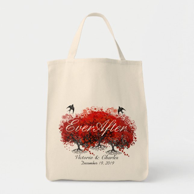 Red Heart Leaf Tree Tote Bag (Front)