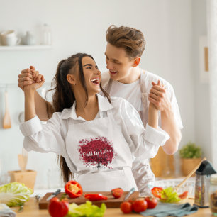 Red Heart Leaf Tree Wedding Standard Apron