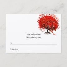 Red Heart Leafed Tree Enclosure Card