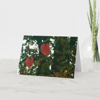Red Heart Leaves Greeting Card