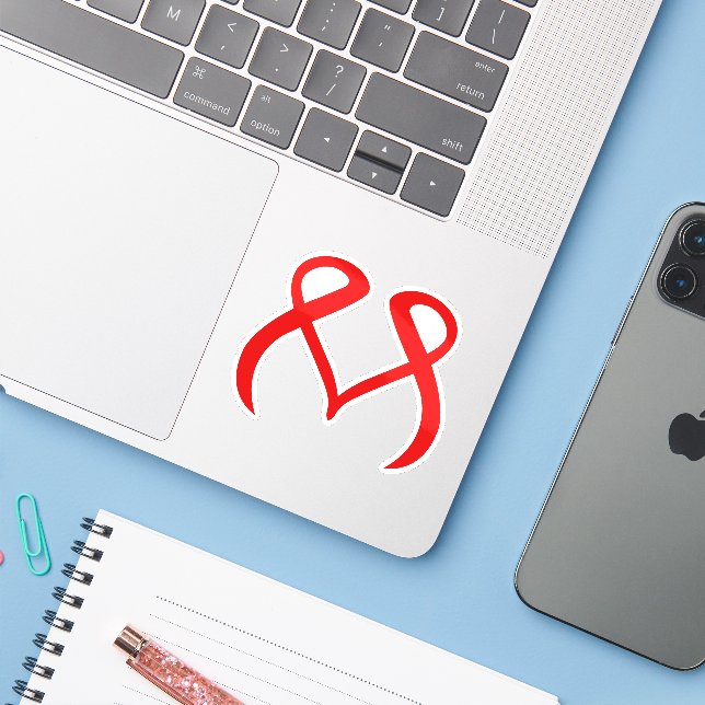 Red Heart Letter M Representing Love (Laptop w/ iPhone)