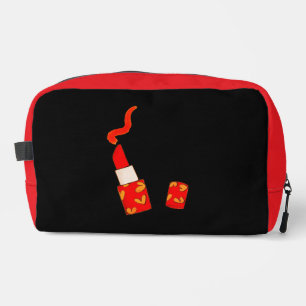 Red Heart Lipstick Custom Initial Design Dopp Kit