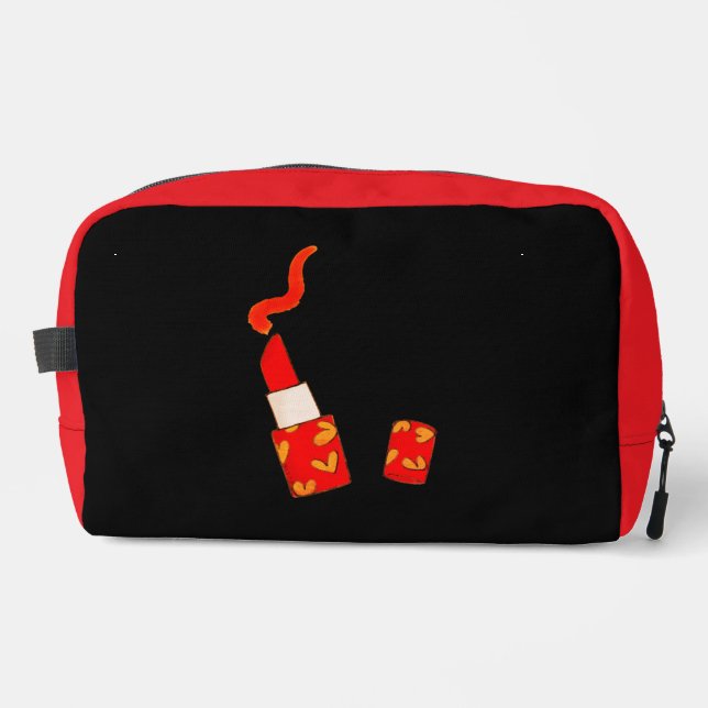 Red Heart Lipstick Custom Initial Design Dopp Kit (Front)