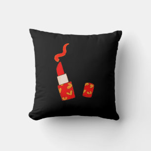 Red Heart Lipstick Pop Art Design Cushion