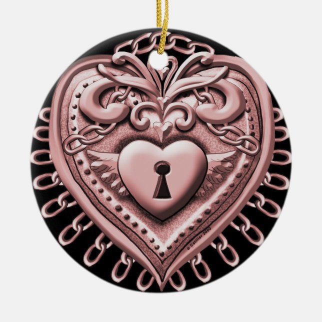 Red Heart Lock  ornament (Front)