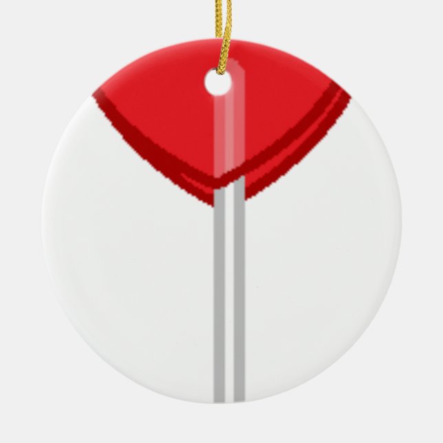 red heart lollipop ceramic tree decoration (Front)