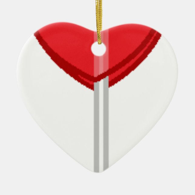 red heart lollipop ceramic tree decoration (Front)