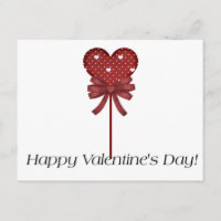 Red Heart Lollipop Happy Valentine's Day Postcards