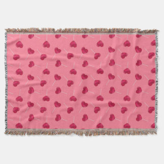 Red Heart lollipops and pattern on warm red Throw Blanket