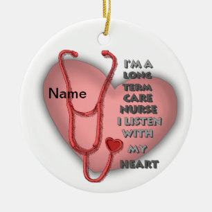 Red Heart Long Term Care Nurse Ceramic Tree Decoration