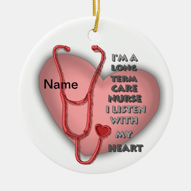 Red Heart Long Term Care Nurse Ceramic Tree Decoration (Front)