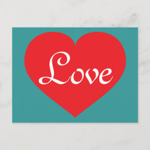 Red heart LOVE and turquoise Postcard
