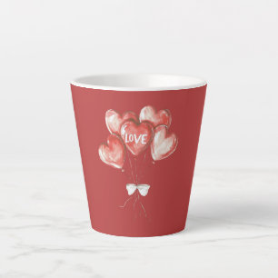Red Heart Love Balloons Latte Mug