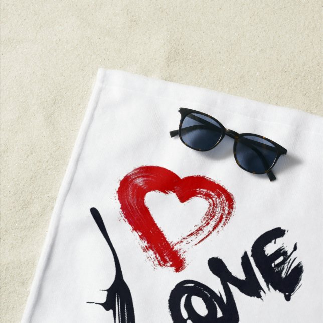 Red Heart Love Beach Towel (In Situ)