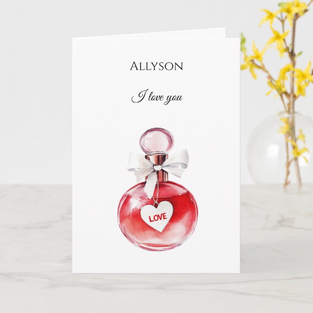 Red Heart Love Bottle Card (Yellow Flower)