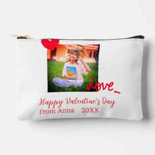 Red heart love happy valentine's day add photo nam accessory pouch
