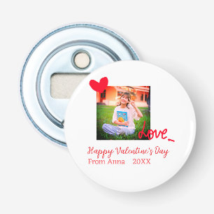 Red heart love happy valentine's day add photo nam bottle opener