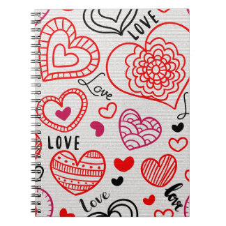 Red Heart Love Pattern Design | Cute Romantic Styl Notebook