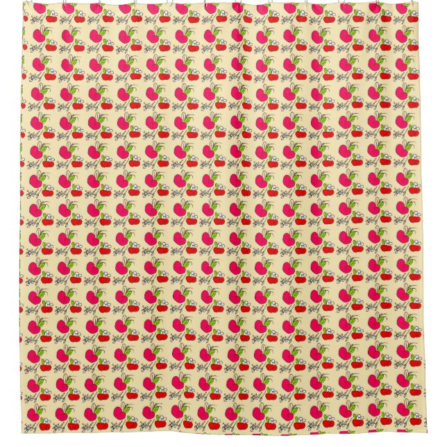 Red Heart Love Pattern Shower Curtain (Front)