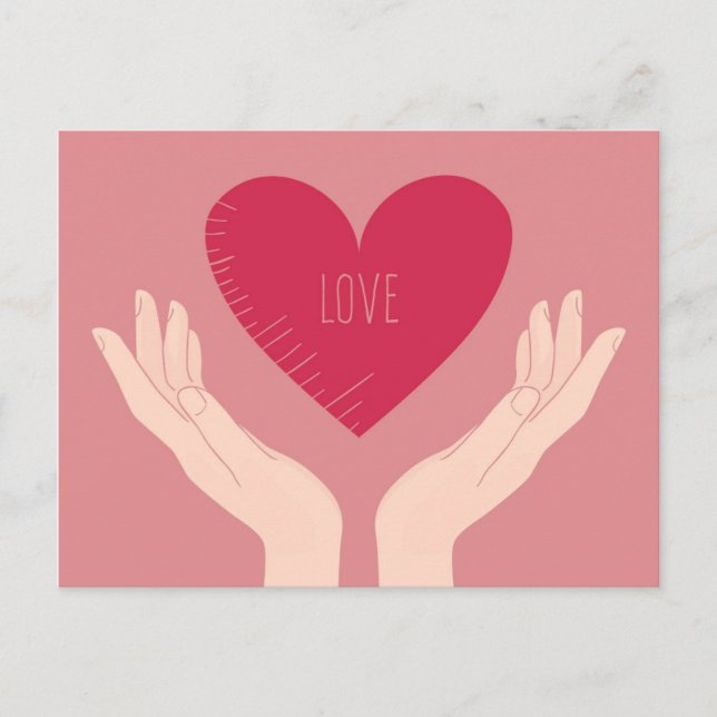 Red Heart love romantic Valentine's Day Holiday Postcard (Front)