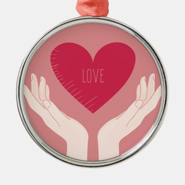 Red Heart love romantic Valentine's Day Metal Tree Decoration (Front)