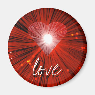 Red Heart 'love' round fridge magnet