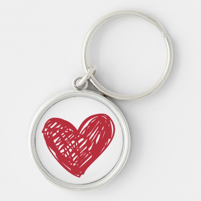 Red Heart Love Scribble - Wedding, Engagements Key Ring (Front)