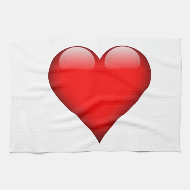 Red Heart Love Tea Towel (Horizontal)
