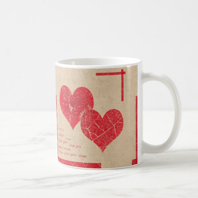 red heart love Valentine's day Coffee Mug (Right)