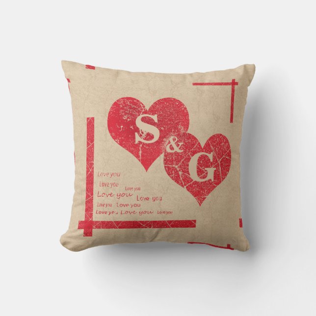 red heart love Valentine's day Cushion (Front)