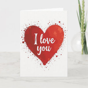Red Heart Love You Art Card