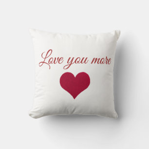 red heart love you more cushion