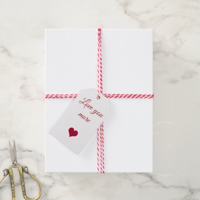 red heart love you more Gift Tag (With Twine)