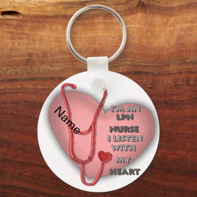 Red Heart LPN Nurse premium round keychain (Front)