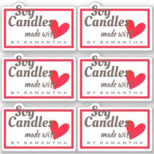Red Heart Made with Love Brown White Soy Candles