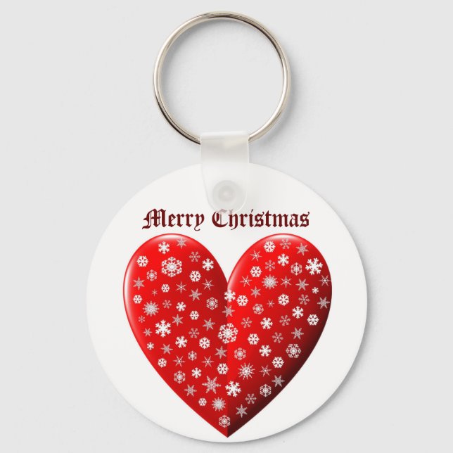 Red Heart Merry Christmas Key Ring (Front)