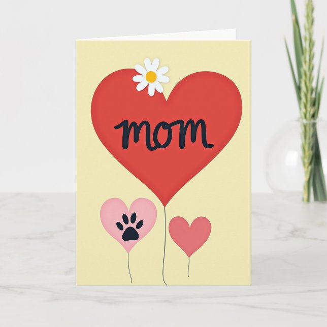 Red Heart Mom Illustration Card (Front)