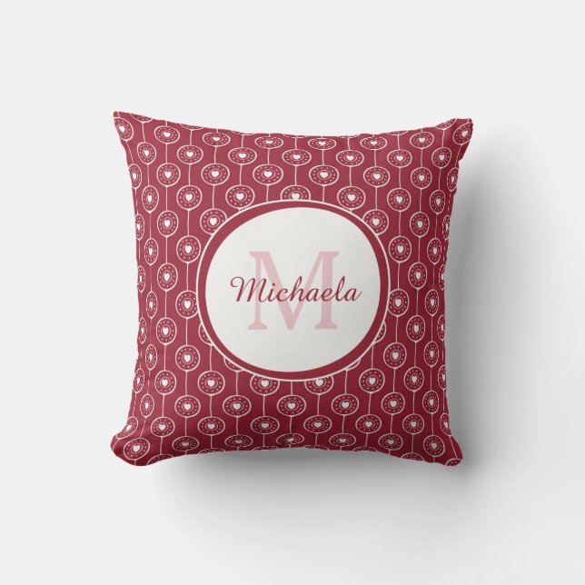 Red Heart Monogram Cushion (Front)