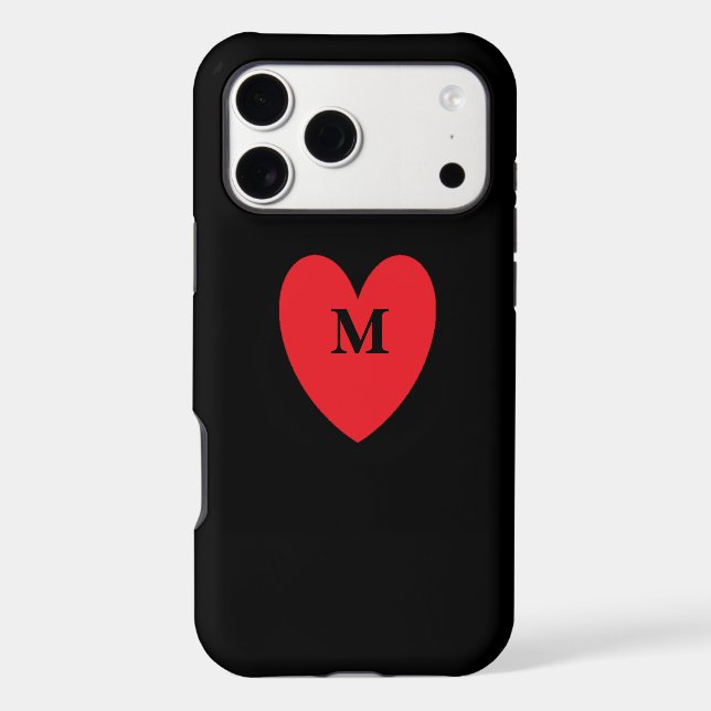 Red Heart Monogrammed Initial Name Black Cool (Back)