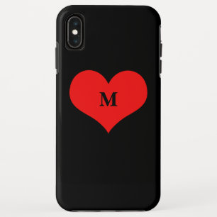 Red Heart Monogrammed Initial Name Black Cute Case-Mate iPhone Case