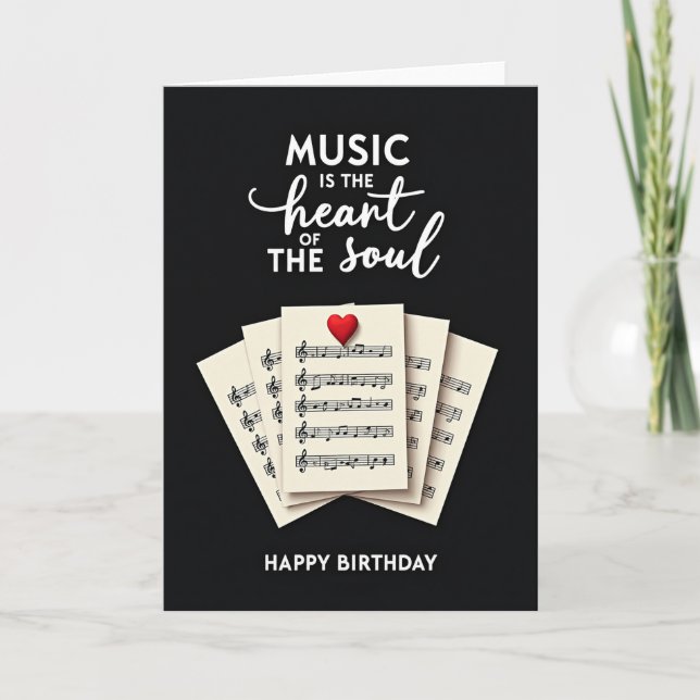 Red Heart Music Birthday Card (Front)
