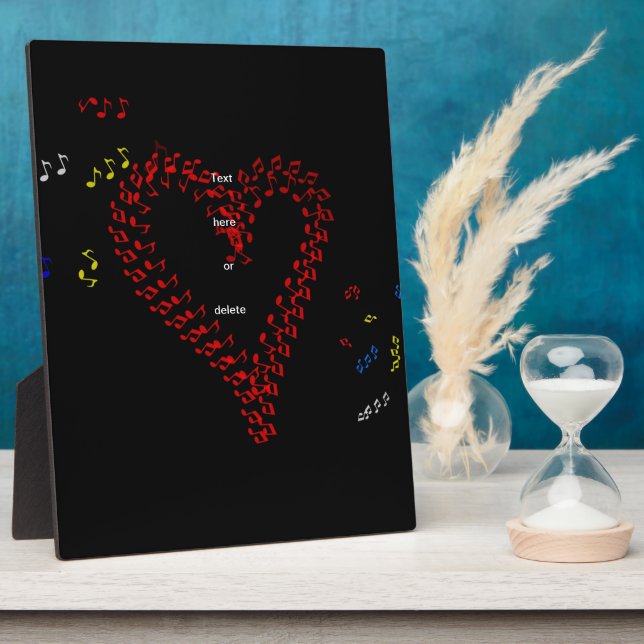 Red Heart Musical Notes Names Plaque (Side)