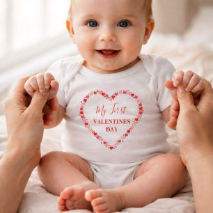 Red Heart My First Valentine's Day  Baby Bodysuit