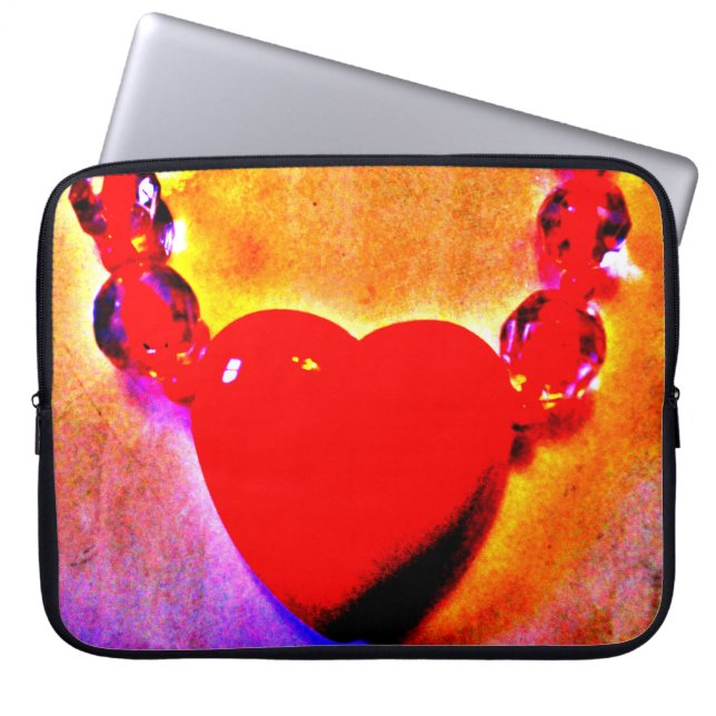 Red Heart Necklace Laptop Sleeve (Front)