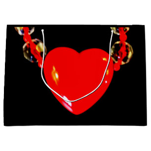 Red Heart Necklace Large Gift Bag